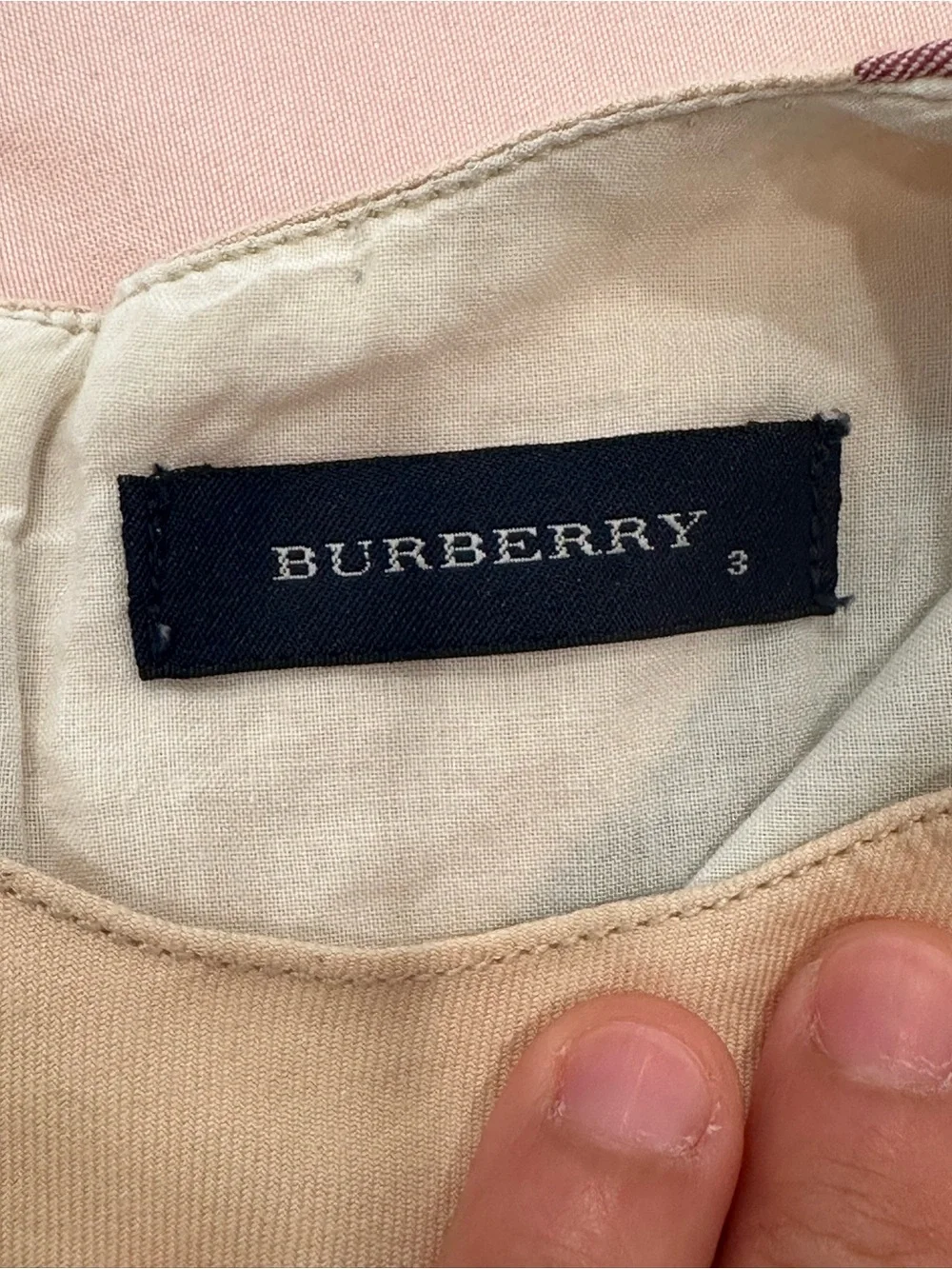 Burberry Beige Plaid Belted Girls' Dress with Black and Burgundy Accents